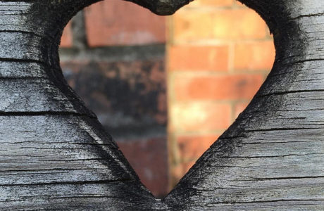 brick and wood heart