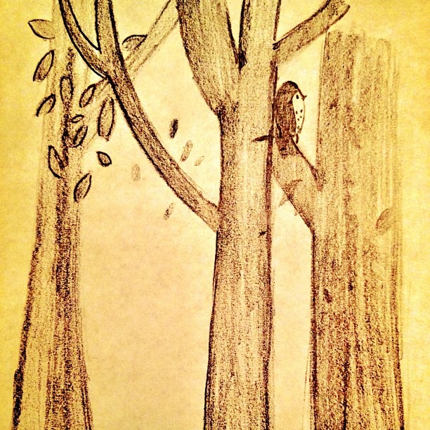 Inspired by Bumbleboo - Morgan sketched this freehand #illustration #trees #owls
