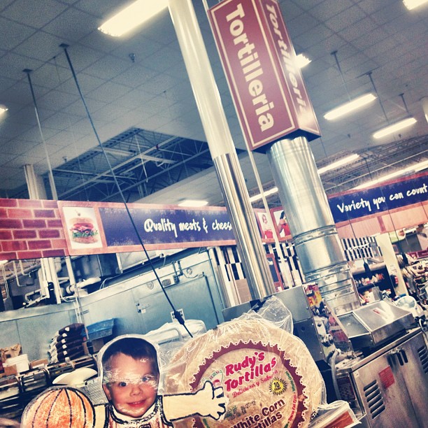Look mom! They make their own tortillas in the grocery store, fresh! #HEB #austin