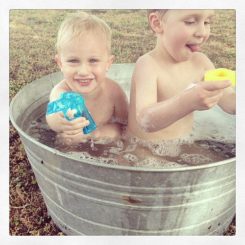 Rub a dub, kids in a tub. #summer