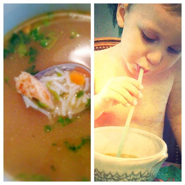 Chicken soup in a straw #incourage #whateverworks