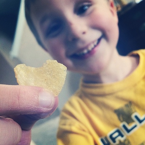 He found a heart shaped chip! ❤️