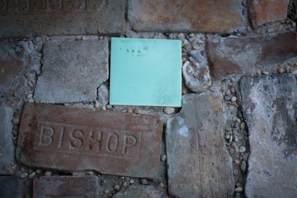 Bishop Brick and 1940s salvaged mint tile in the Greenhouse as Flooring @sprittibee